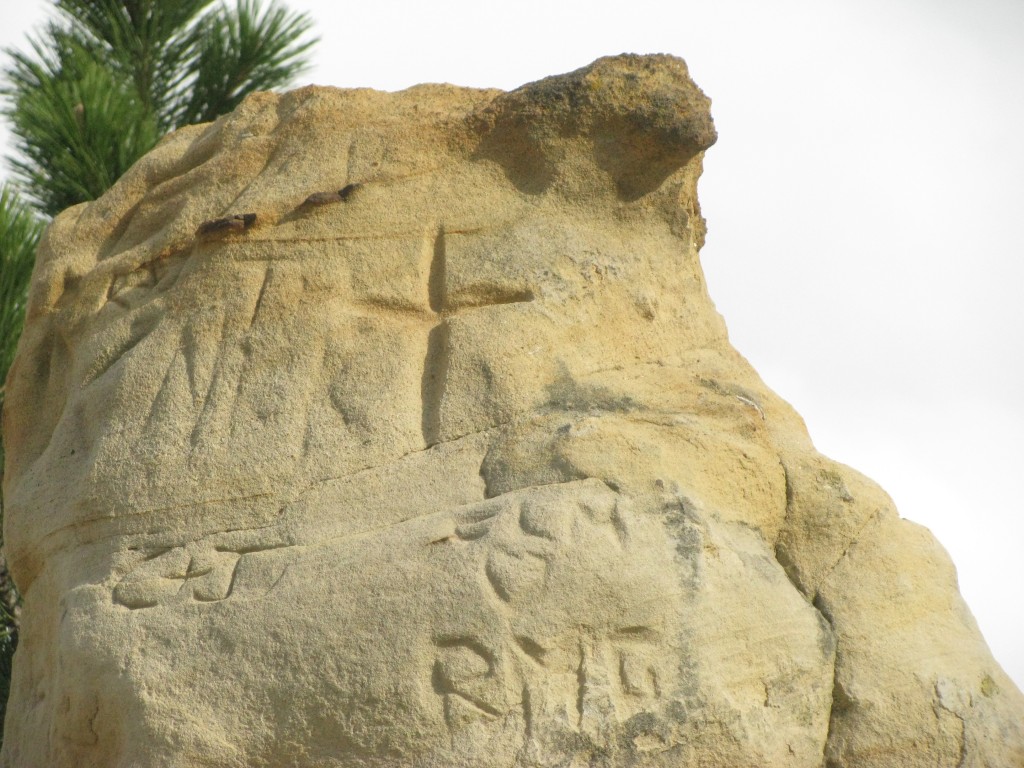 rock carved with cross